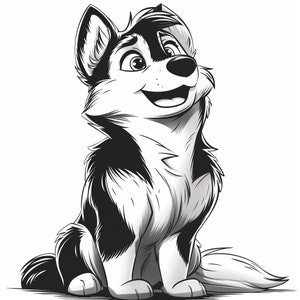 Dog-Malamute Cartoon Bundle 1     36  Digital Line Art Ai  PNG SVG