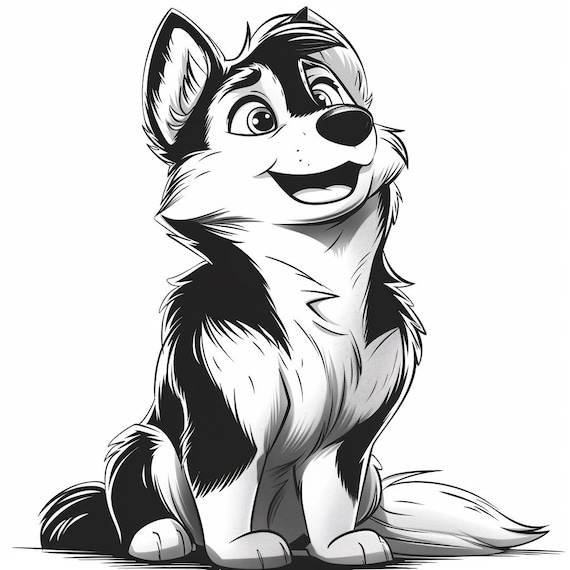 Dog-Malamute Cartoon Bundle 1     36  Digital Line Ai Art PNG SVG (Digital Download)