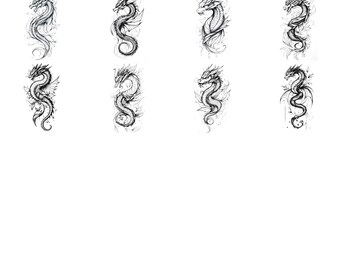 ドラゴンのイラスト 白黒バンドル 2 36 デジタル Ai 線画 PNG-SVG
