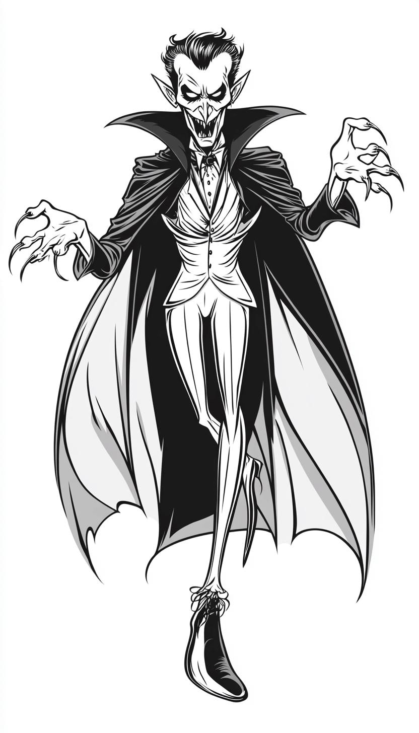 Dracula Cartoon Line Art Illustration Black and White Bundle 1 54 ...