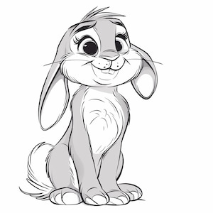 Lot de 3 dessins animés Lapin Lop Style. 50 dessins au trait numérique IA PNG SVG
