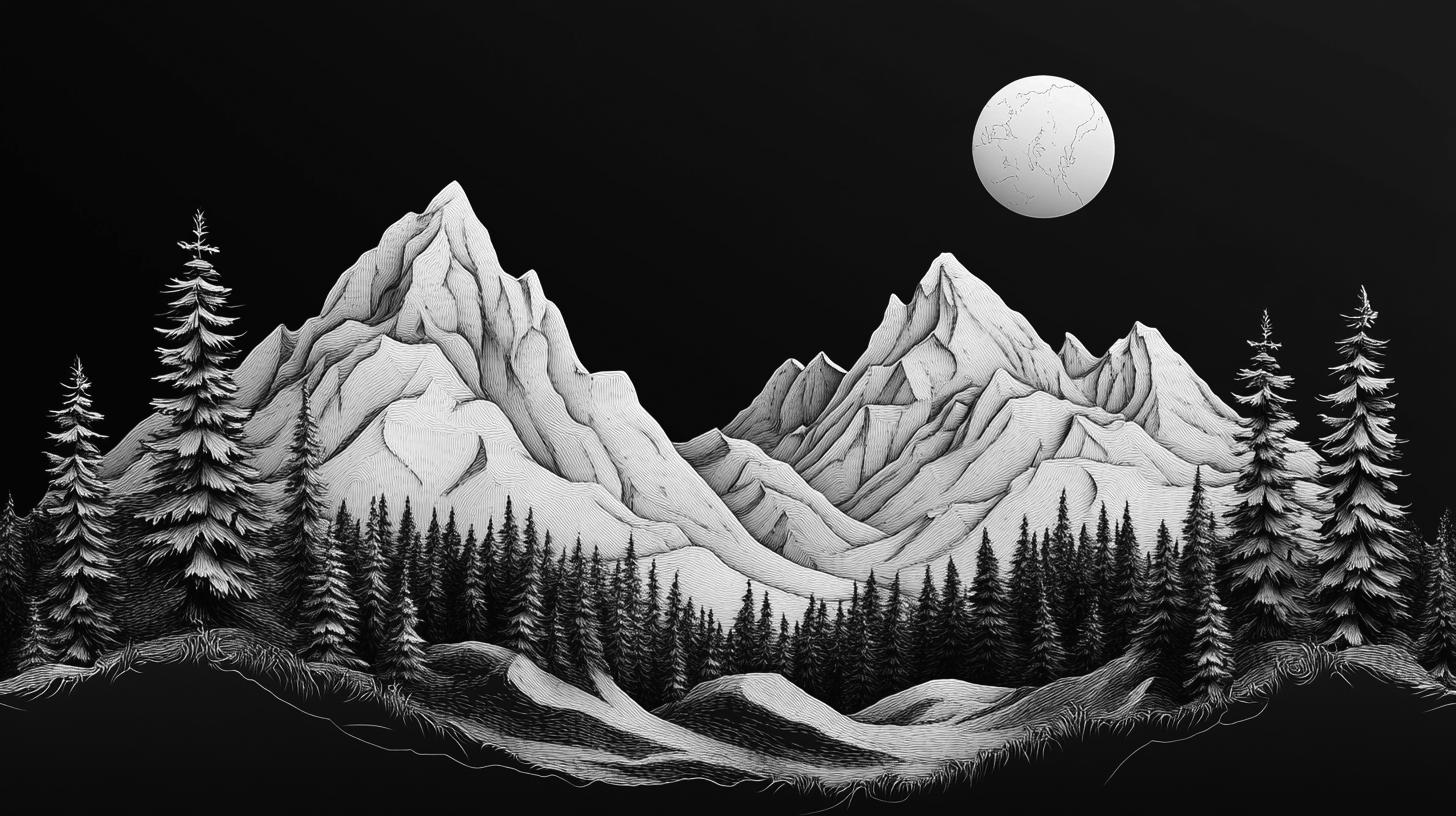 Mountains Bas Relief Abstract- Greyscale Bundle 3 24 Digital Ai