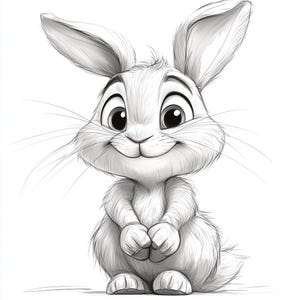 Bunny Cartoon Line Art Black and White Bundle 2     50 Digital Ai Line Art PNG-SVG