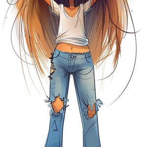Ilustracja linii sztuki kreskówkowej Student Groovy Alice Color Bundle 1 36 Digital Line Art Ai Svg-Png