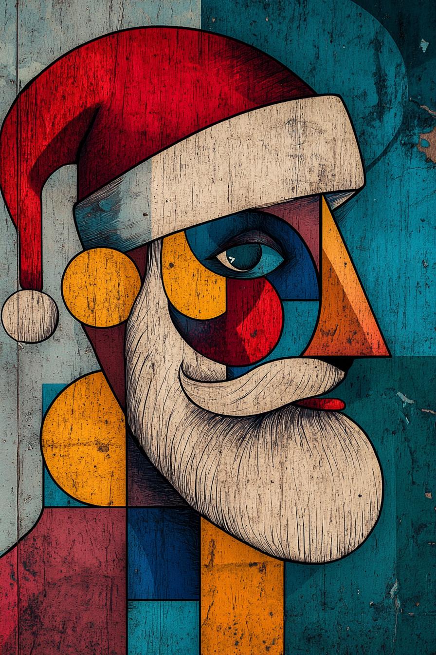 Santa Abstract Line Santa Abstract Modern Line Art Illustration Color Bundle 2 10 Digital ...