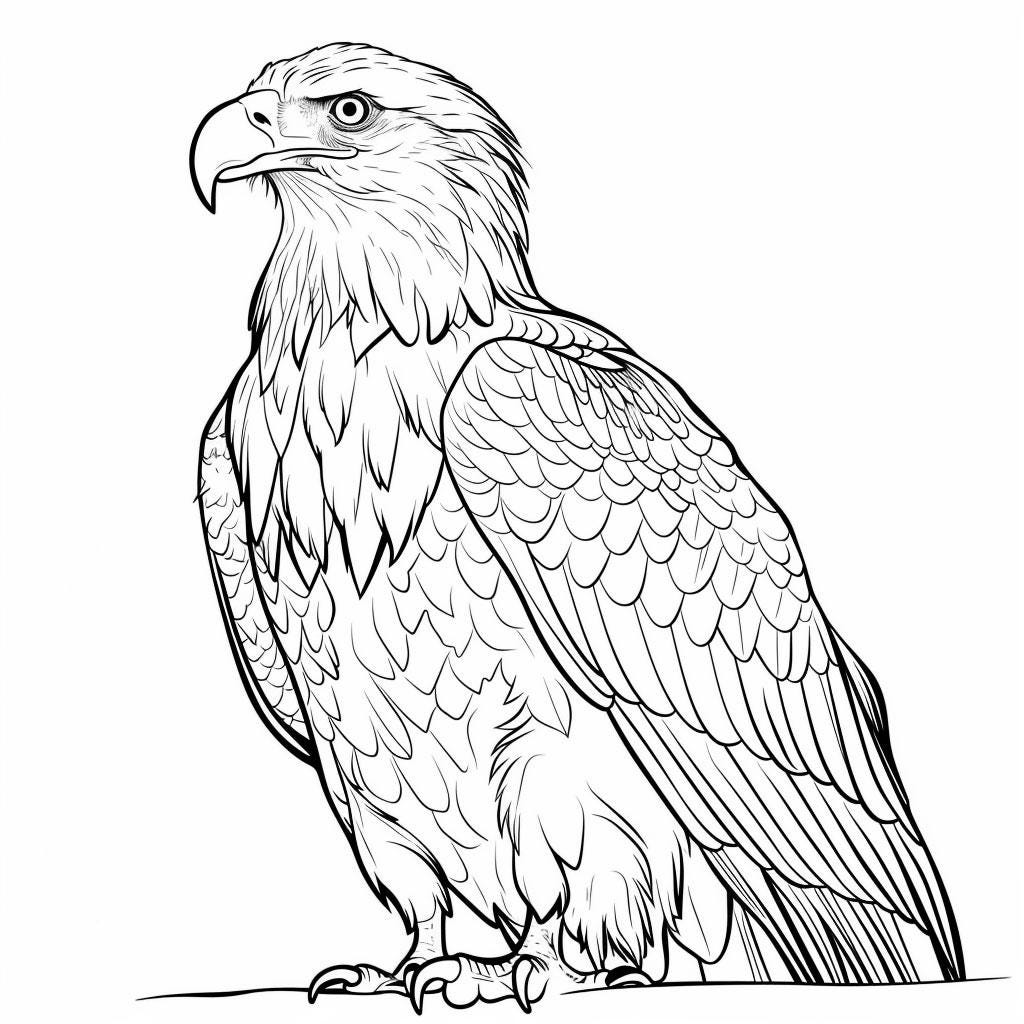 Eagle Bald Realistic Line Art Illustration Black and White Bundle 2 43 ...