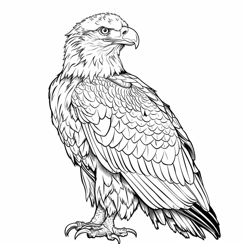 Eagle Bald Realistic Line Art Illustration Black and White Bundle 2 43 ...