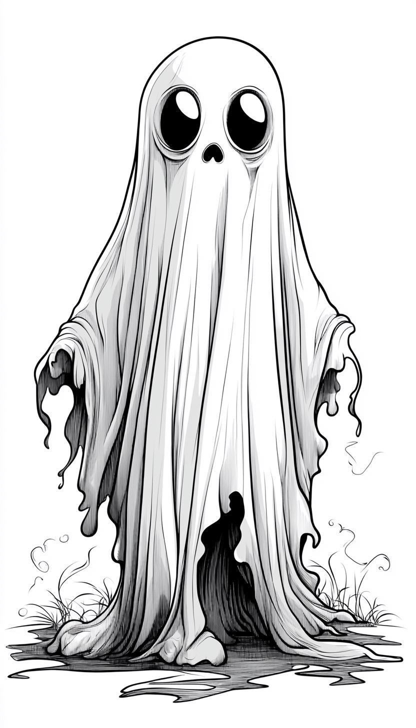 Ghost Cartoon Black and White  Bundle 1   48  Digital Ai Line Art PNG-SVG