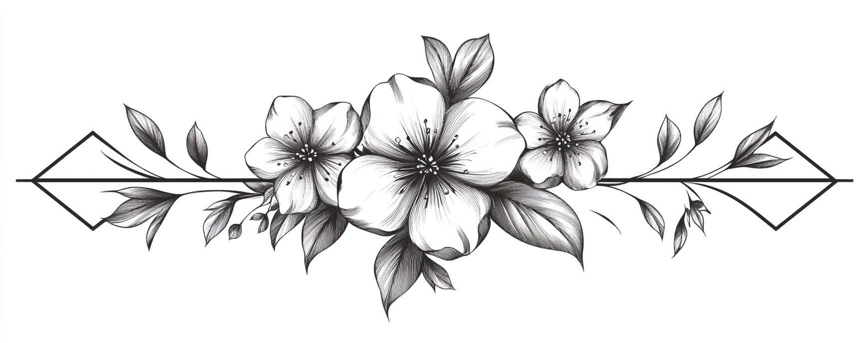 Cherry Blossom Line Dividers Black/White Line Art  Bundle 2     100 Digital Ai Line Art PNG-SVG