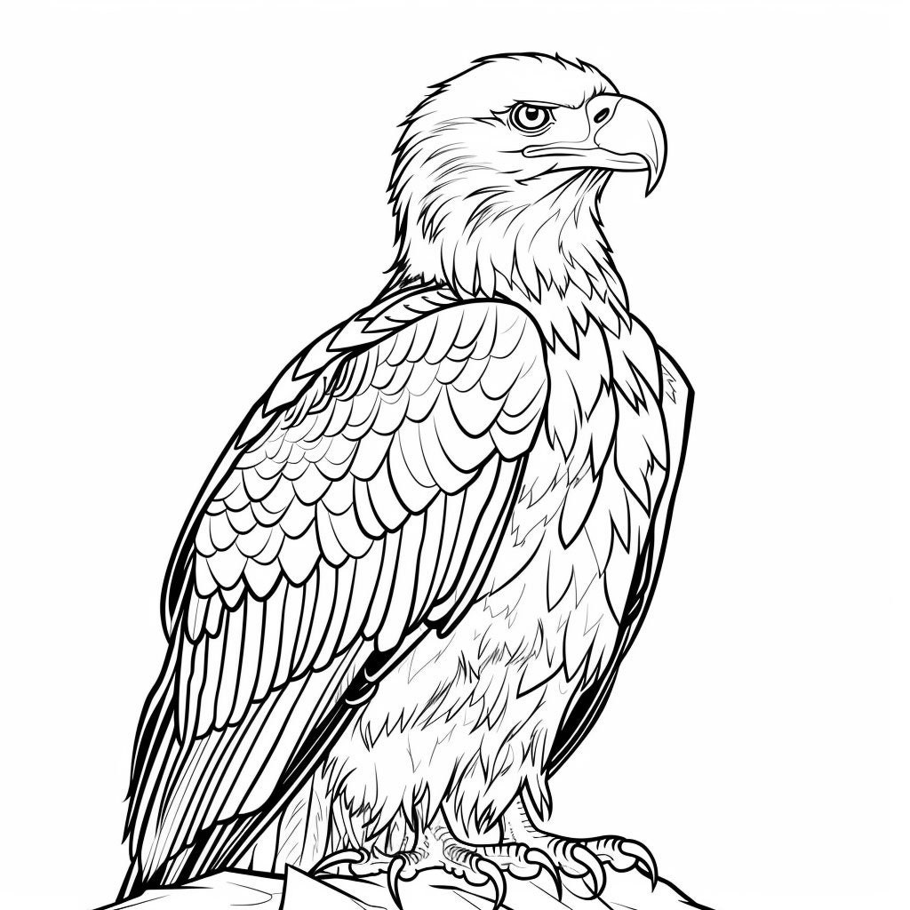 Eagle Bald Realistic Line Art Illustration Black and White Bundle 1 45 ...