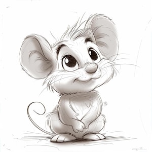 Mouse Grey Line Art  Color/Black and White Bundle 2   40 Digital Ai Line Art PNG-SVG (Digital Download)