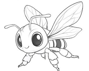 Bees Honey Cartoon Black and White  Bundle 3   40 Digital Ai Line Art PNG-SVG (Digital Download)