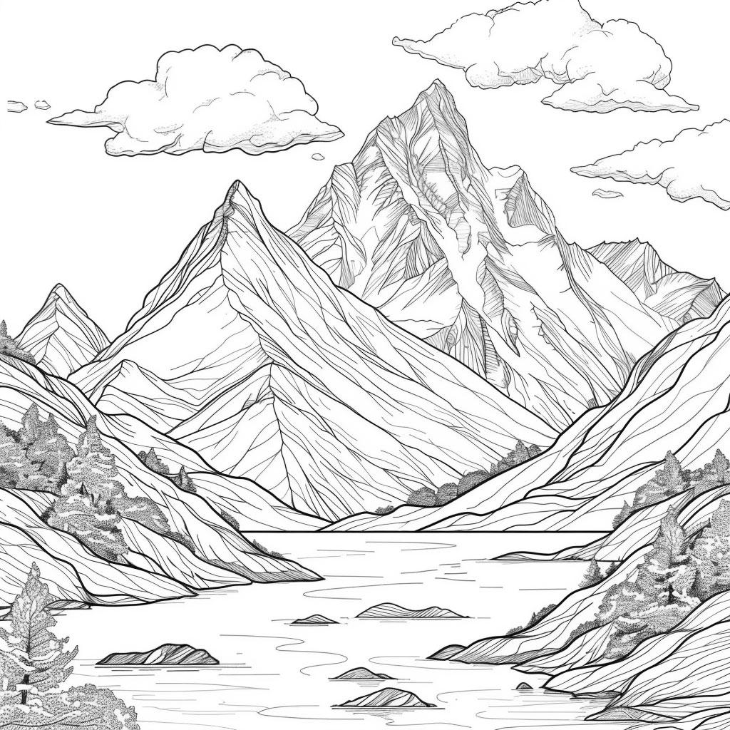 Mountains Clean Line Art - Black/white Bundle 2 30 Digital Line