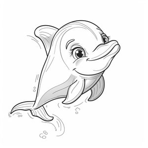 Lot de dessins au trait noir/blanc dessin animé dauphin 1 60 dessin au trait numérique IA PNG SVG