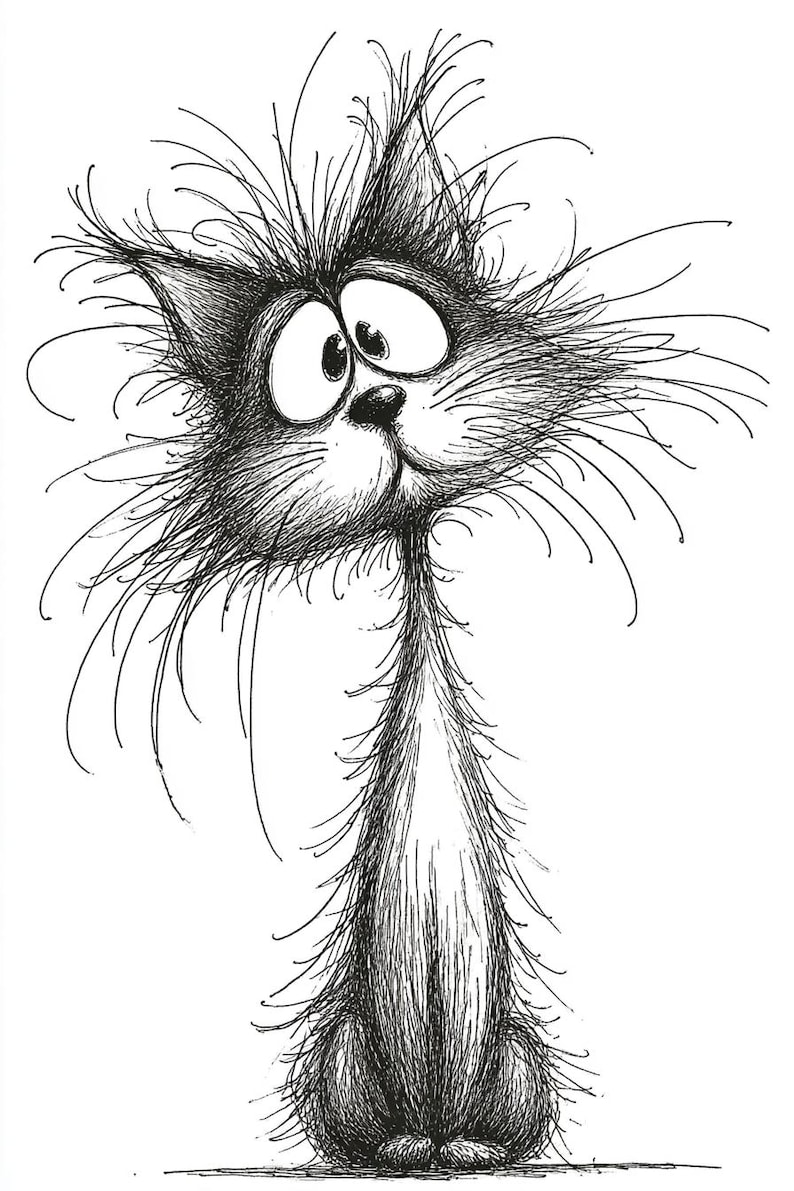 Start Led Drawing Cat Crazy Cartoon Bundle 2 20 Digital Ai Line Art PNG-SVG (digital ...