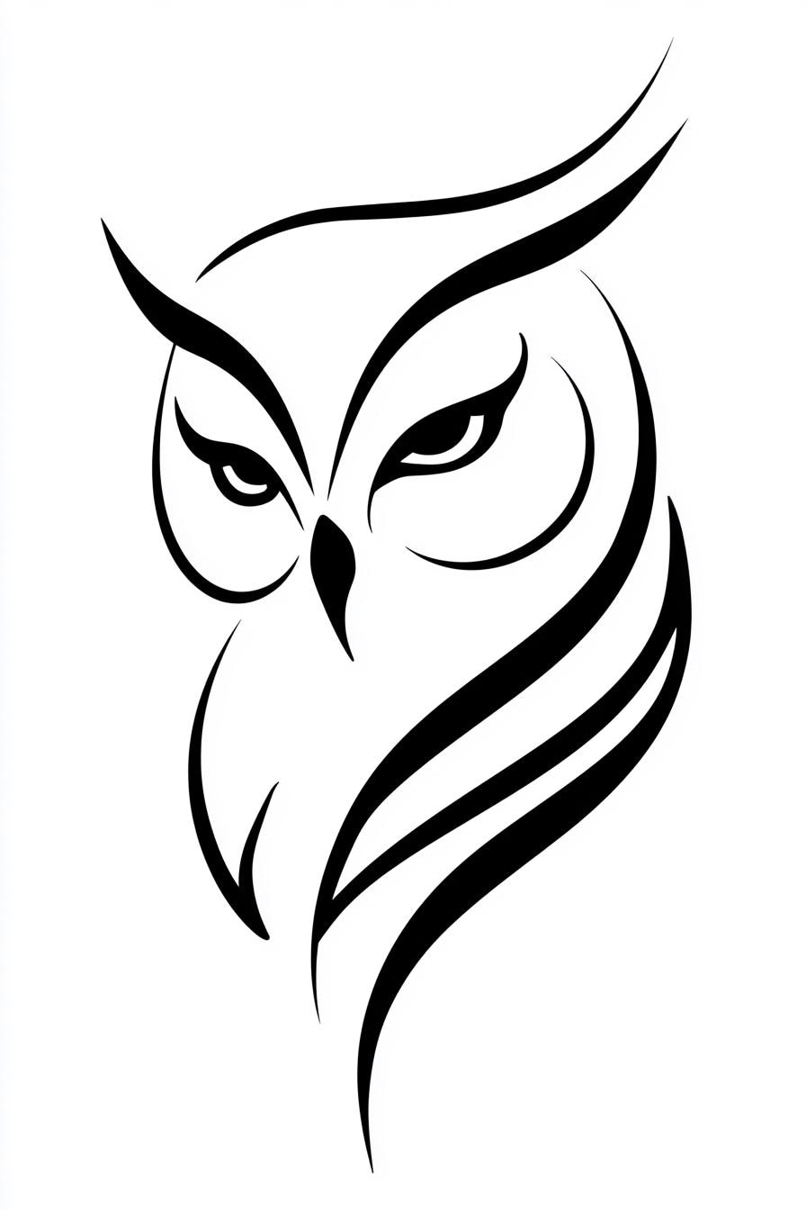 Owl Logo Tattoo Style Illustrations: Black and White Bundle 1    40 Digital Ai Line Art PNG-SVG (Dig