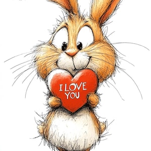Bunny Crazy I Love You Cartoon Color Bundle 2   24  Digital Line Art AI  Svg-Png