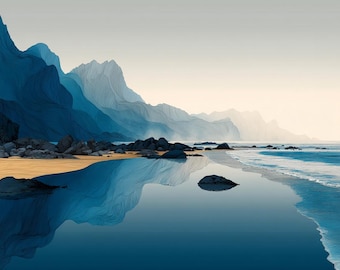 Paquete de imágenes abstractas de la costa oceánica 1 24 Arte lineal digital Ai PNG-SVG (Descarga digital)