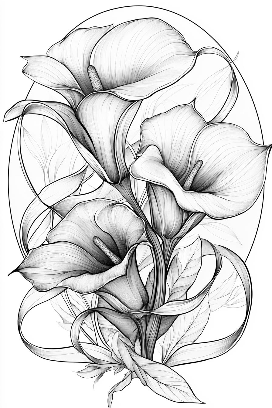 Lily drawing outline - Etsy België, image size:896x1344