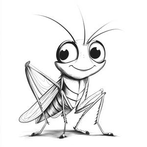 Grasshopper Cartoon Black and White  Bundle 1   84  Digital Line Art Ai  Svg-Png