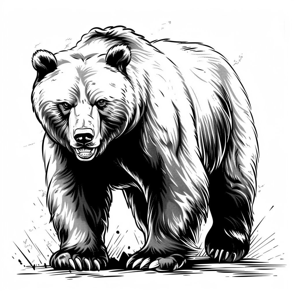 クマのイラスト 版画 A4サイズ クマのイラスト 版画 A4サイズ