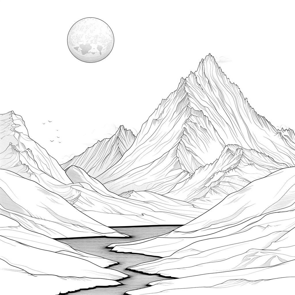 Mountains Clean Line Art - Black/white Bundle 2 30 Digital Line