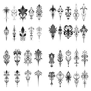 Lot de 2 intercalaires Art nouveau noir et blanc, plus de 300 dessins au trait numériques Svg-PNG - Images Ai