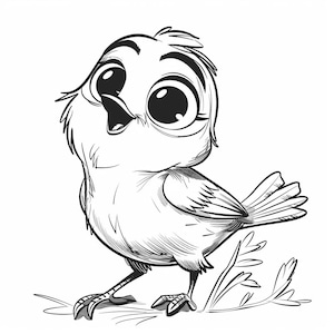 Chickadee Cartoon illustration  Black and White  Bundle 2   72  Digital Line Art Ai  Svg-Png