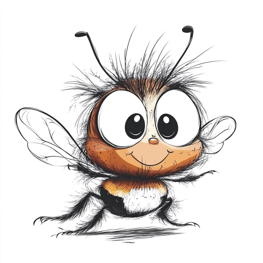 Bees Bumble Crazy Cartoon Color  Bundle 2   30 Digital Ai Line Art PNG-SVG (Digital Download)