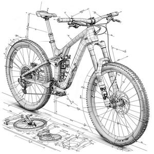 Mountainbike Technische Linie Kunst Bundle 1 32 Digitale Kunst Ai PNG SVG
