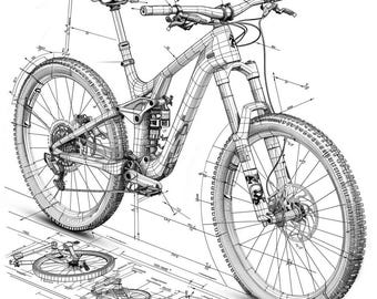 Mountain Bike Technical Line Art Bundle 1      32 Digital Ai Line Art PNG-SVG