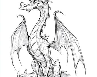 ドラゴンの線画 | ドラゴンの線画 | 線デジタルファイル | レーザー