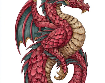 Drachenrot Color Bundle 2 15 Digital Ai Line Art PNG-SVG (Digitaler Download)