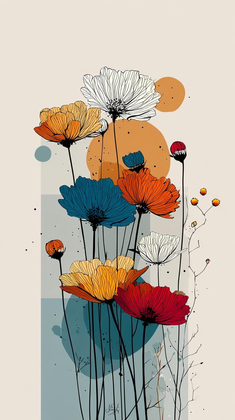 Spring Flowers Line Art Color Bundle 2 18 Digital Line Art Svg-png Ai ...