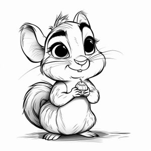 Chipmunk Cartoon Black and White  Bundle 2   96 Digital Line Art Ai  Svg-Png