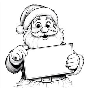 Santa holding Sign Cartoon Line art illustration  Black and White  Bundle 2   60 Digital Line Art Ai  Svg-Png