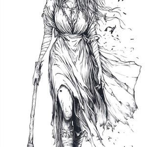 Witch Vintage Cartoon Line art illustration  Black and White  Bundle 1   42 Digital Ai Line Art  Svg-Png