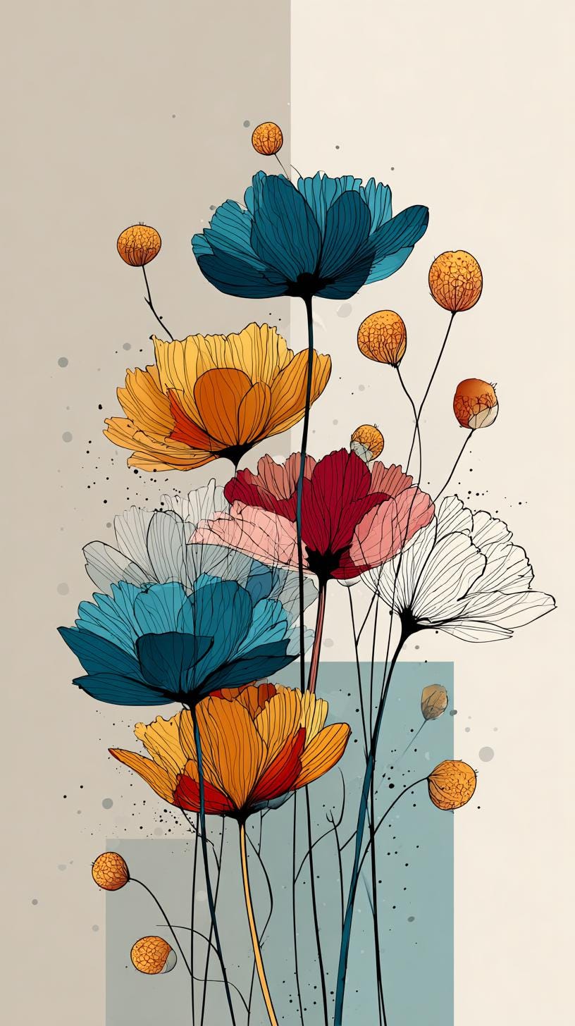 Spring Flowers Line Art Color Bundle 2 18 Digital Line Art Svg-png Ai ...