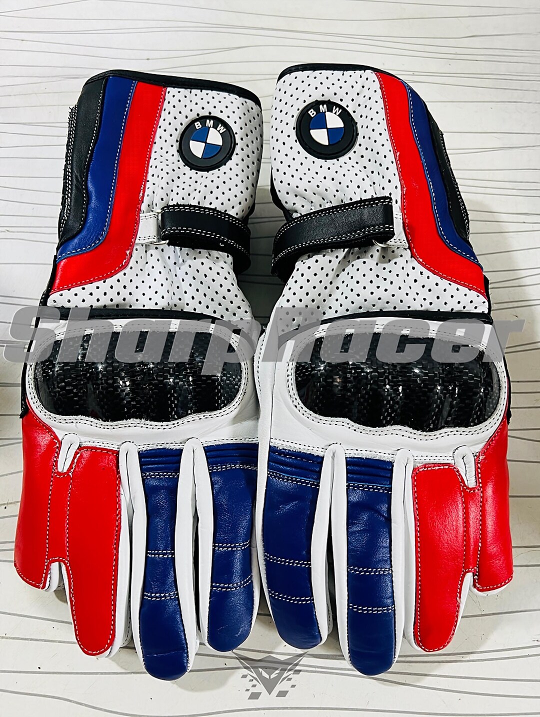 BMW Motorrad Motorcycle Racing Leather Gloves Customized Hand Made BMW ...
