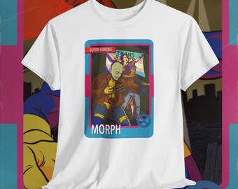 Morph fights for change - superhero trading card design t-shirt