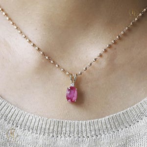 2.00 CT Lab Grown Red Ruby Pendant, Minimalist Oval Solitaire, IGI Certified