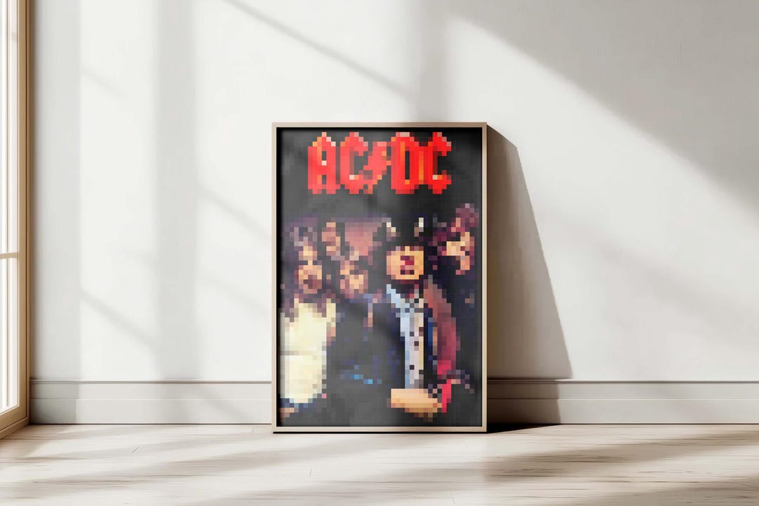AC/DC Pixel Art Poster Fan Art in Dark Tones - Etsy