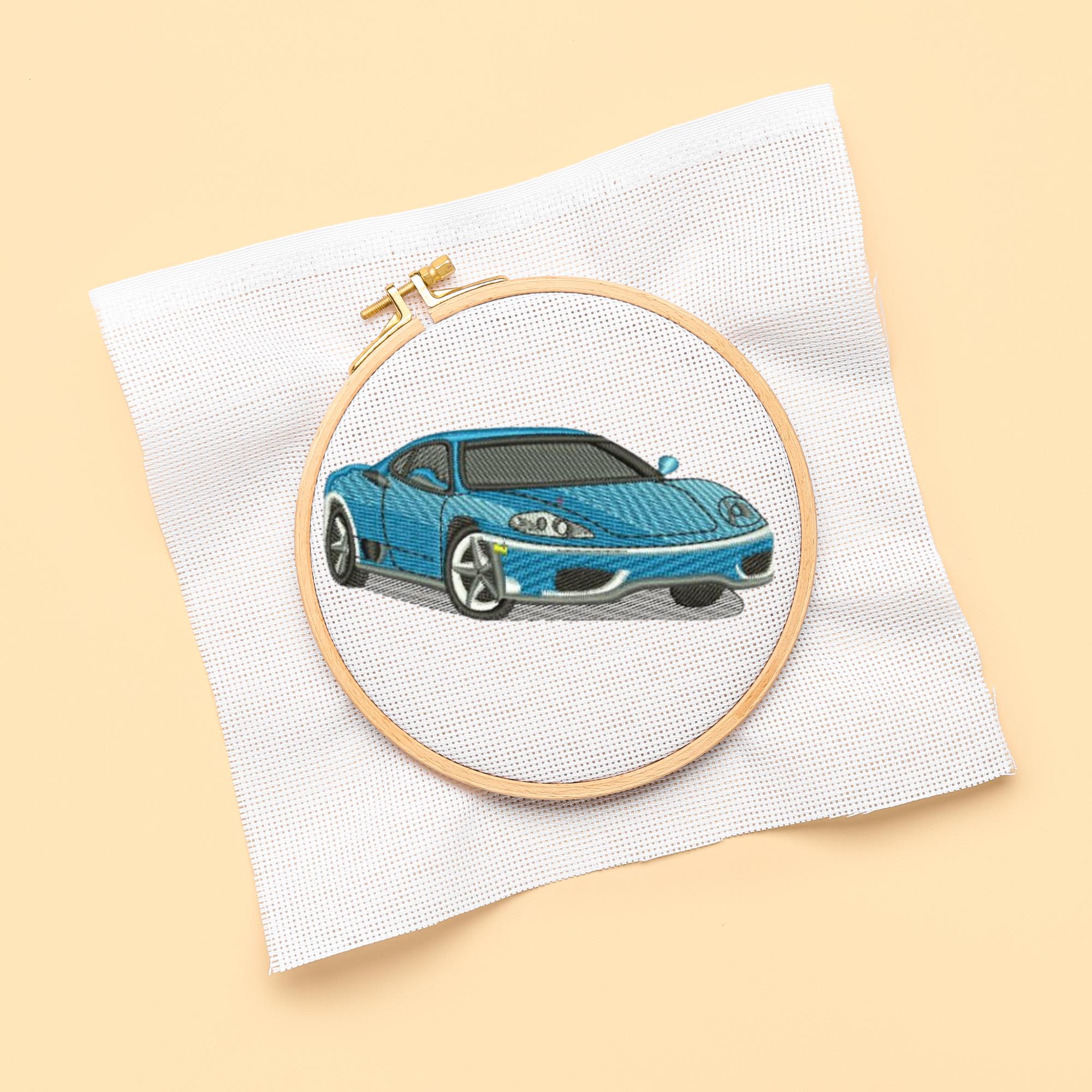 Racecar Embroidery Design: Sport Car Machine File (6.50