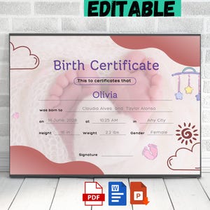 Geburtsurkunde Vorlage Druckbare Geburtsurkunde Baby Boy Geschenkgutschein Entbindungsheim Geburtsurkunde-Sofortiger Download