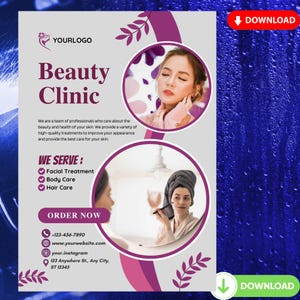 Massage Therapy Flyer/ DIY Flyer Template Design/ Body Treatment Flyer/ Facial Spa Therapist Flyer/ Premade Esthetician Beauty Service Flyer