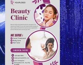 Massage Therapie Flyer / DIY Flyer Template Design / Körperbehandlung Flyer / Gesichts Spa Therapeut Flyer / Vorgefertigter Kosmetikerin Beauty Service Flyer