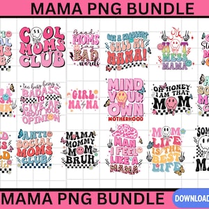 Retro Mama PNG Bundle: Preppy & Trendy Designs (Digital Download)