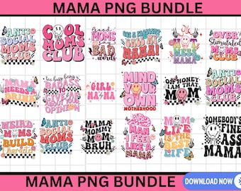 Pacchetto PNG per mamma, Mamma preppy PNG, Pacchetto PNG per mamma alla moda, Pacchetto PNG per mamma, Mamma retrò con fiori PNG, Regalo per la mamma, Mega pacchetto PNG, MOM PNG