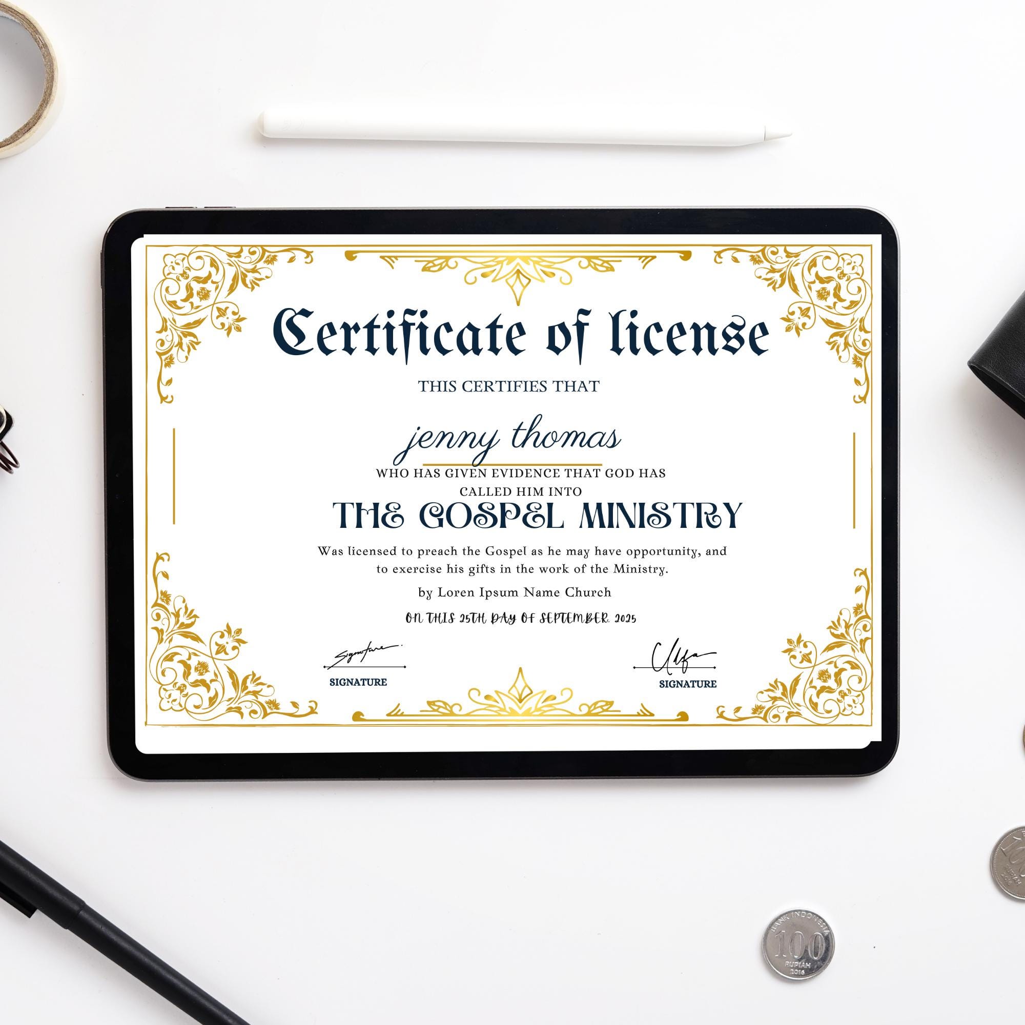 Minister License Certificate: Editable License to Preach (printable ...
