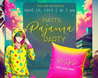 Pajama Party Invitation | Pajama Party Flyer, Invitation, Party Flyer, Sleepover Event Flyer | Instagram Post | Social Media Post